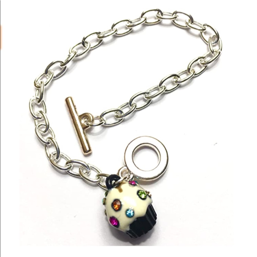 Black Cupcake Charm Bracelet